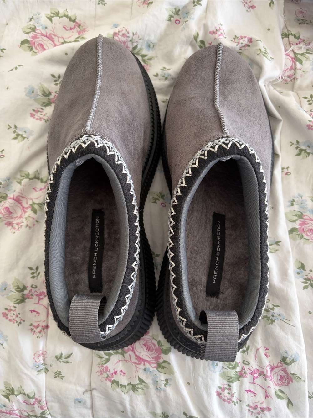 French Connection Gray Slip-On Suede-Style Loafers